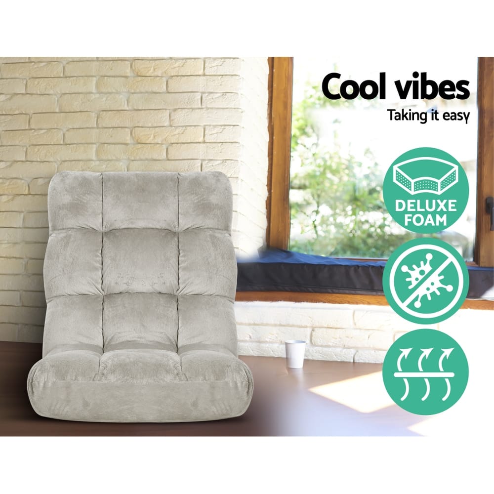 Grey Lounge Sofa Bed Fabric 96x42x13cm