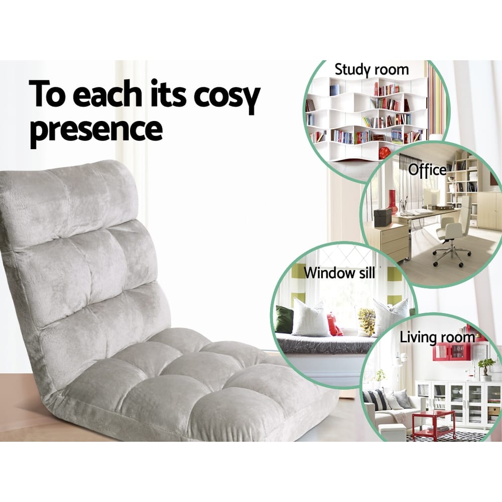 Grey Lounge Sofa Bed Fabric 96x42x13cm
