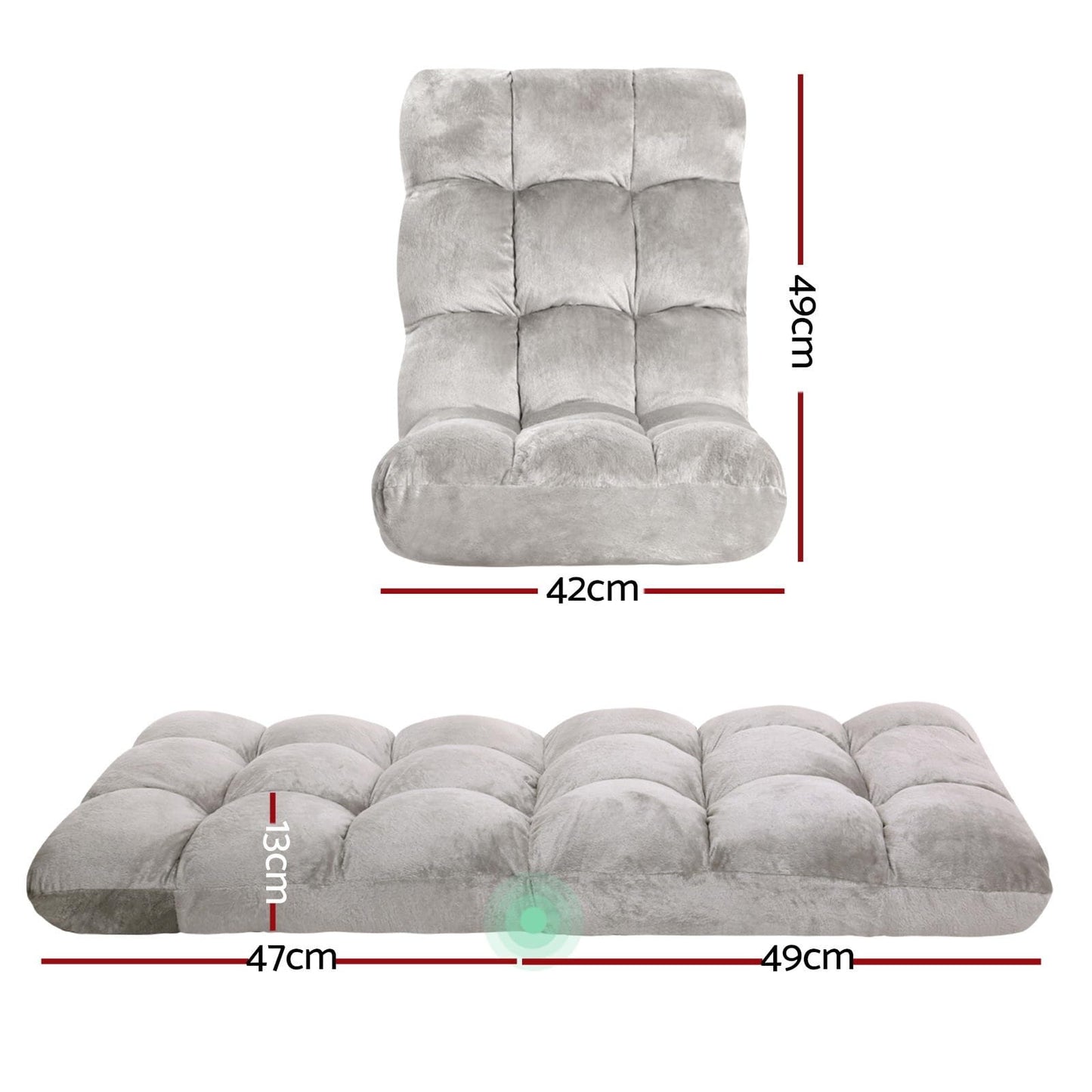 Grey Lounge Sofa Bed Flannel 96x42x13cm