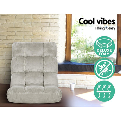 Grey Lounge Sofa Bed Flannel 96x42x13cm