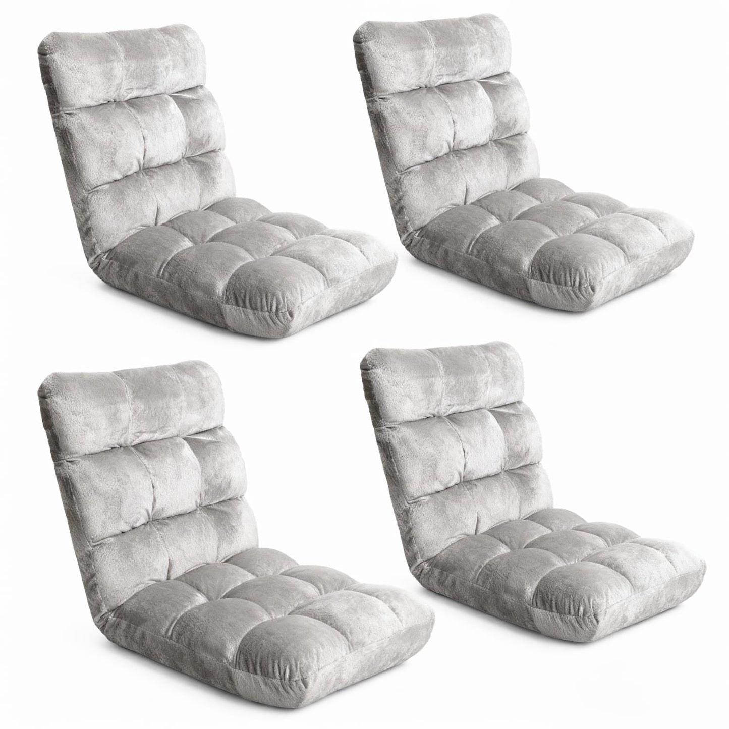 Grey Lounge Sofa Bed Flannel 96x42x13cm