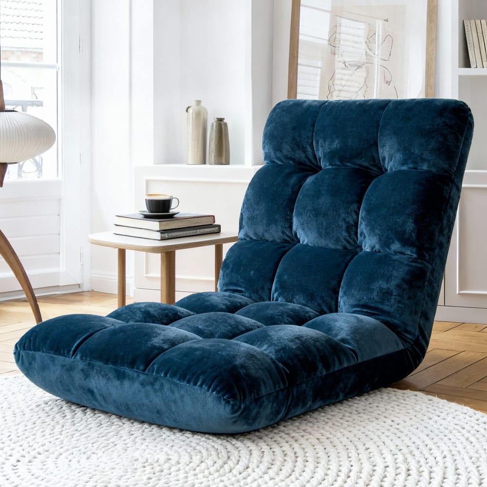 Navy sofa bed 96x42x13cm, side view