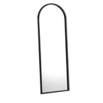 Wooden Full Length Mirror 166x60cm Arched Black/Brown