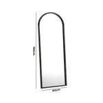 Wooden Full Length Mirror 166x60cm Arched Black/Brown