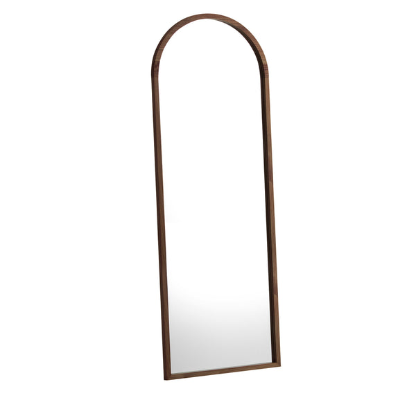  Wooden Full Length Mirror 166x60cm Arched Brown