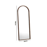 Wooden Full Length Mirror 166x60cm Arched Brown