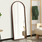 Wooden Full Length Mirror 166x60cm Arched Brown