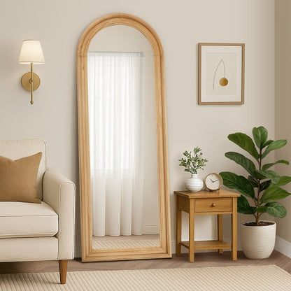 Full Length Mirror Elegance Arch 165x60cm Wood Green/Brown/Natural/White