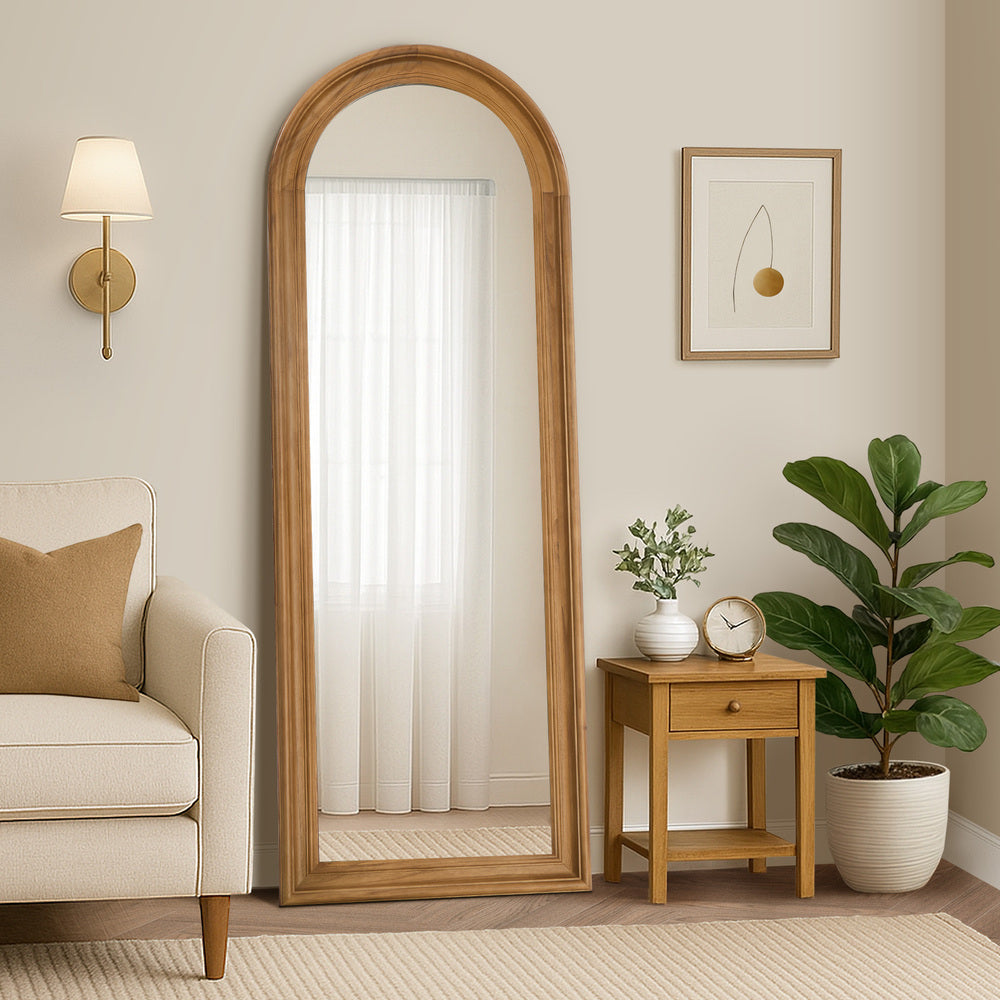 Full Length Mirror Elegance Arch 165x60cm Wood Green/Brown/Natural/White