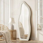 Full-Length Mirror Boucle Collection Wall Mounted White 160cm MDF Frame