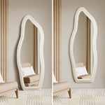 Full-Length Mirror Boucle Collection Wall Mounted White 160cm MDF Frame