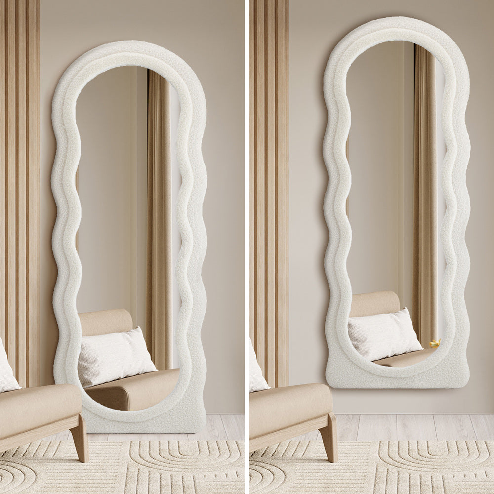 Full Length Mirror 180cm Boucle Floor Mirror | HomeAndLiving