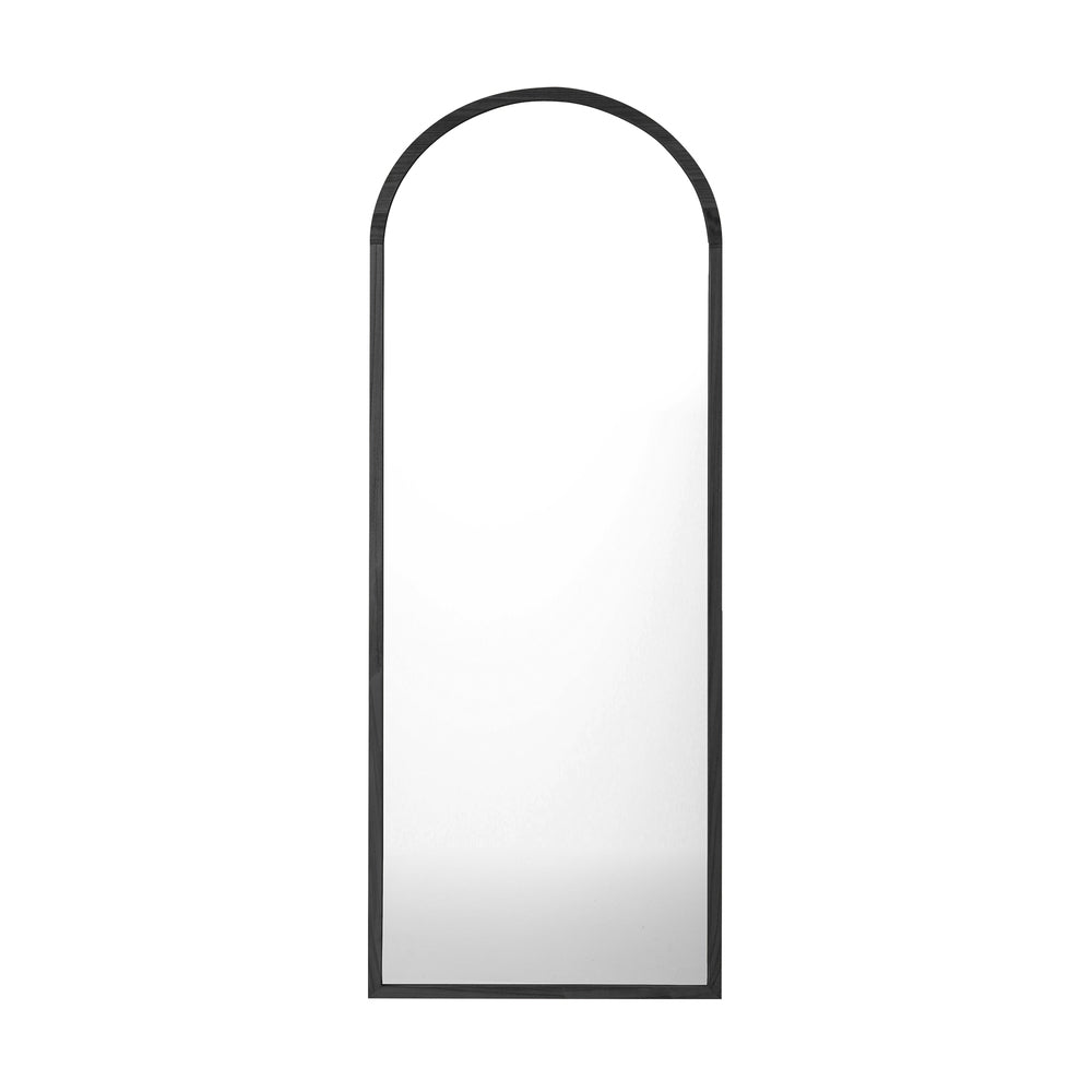 Wooden Full Length Mirror 166x60cm Arched Floor Mirror Black