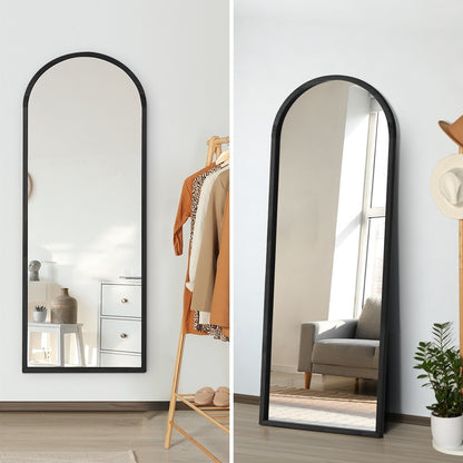 Wooden Full Length Mirror 180x70cm Arched Floor Mirrors Brown
