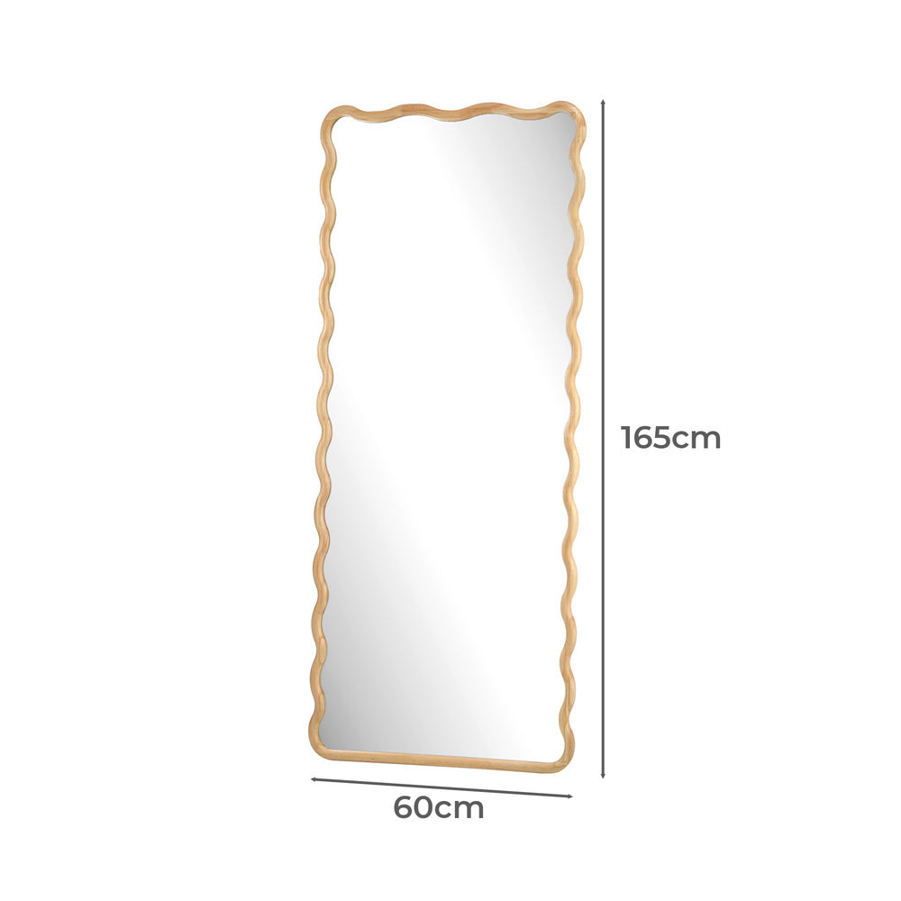 Wooden Full Length Mirror 165x60cm Wavy Floor Mirrors