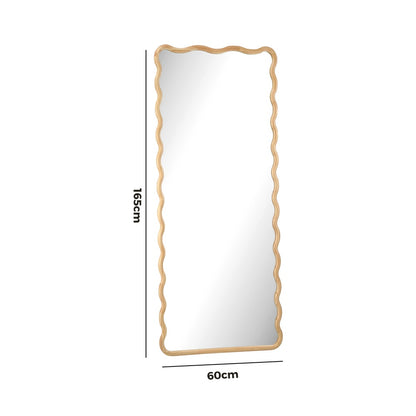 Wooden Full Length Mirror 165x60cm Wavy Floor Mirrors