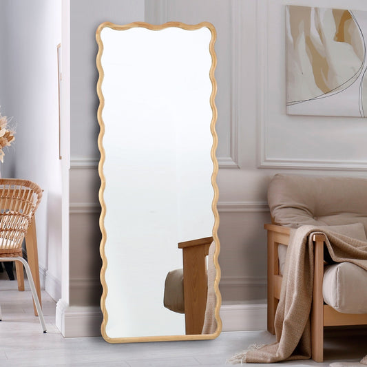 Wooden Full Length Mirror 180x70cm Wavy Floor Mirrors