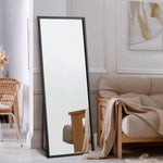 Wooden Full Length Mirror Rectangle 166x60cm Black