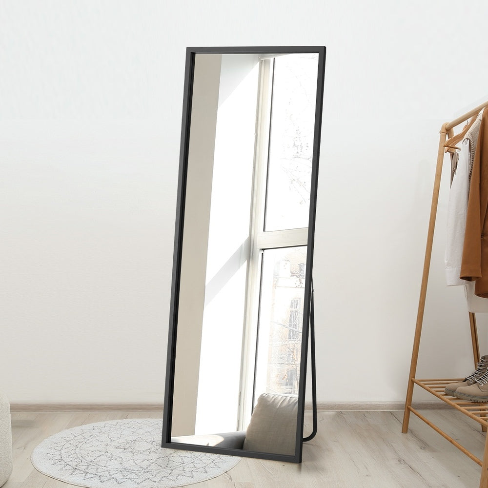 Wooden Full Length Mirror Rectangle 166x60cm Black
