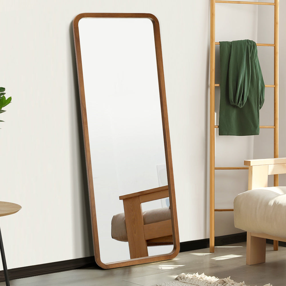 Full Length Mirror Rectangle Dressing Mirror Walnut Wood Frame