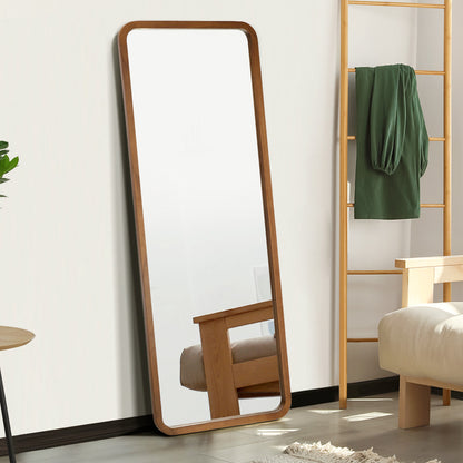 Full Length Mirror Rectangle Dressing Mirror Walnut Wood Frame