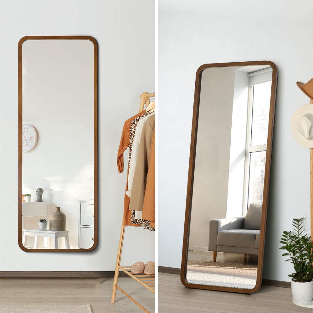 Full Length Mirror Rectangle Dressing Mirror Walnut Wood Frame
