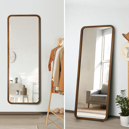 Full Length Mirror Rectangle Dressing Mirror Walnut Wood Frame