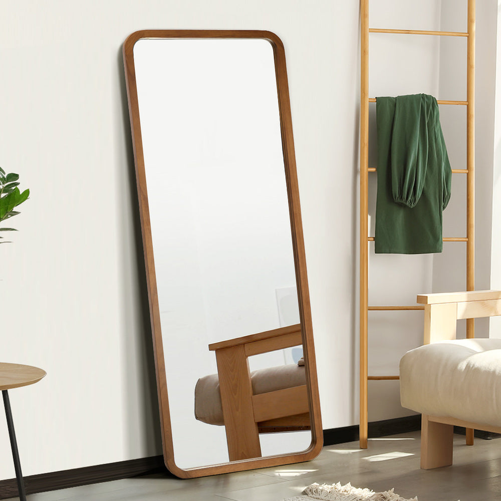 Full Length Mirror Rectangle Dressing Mirror Walnut Wood Frame