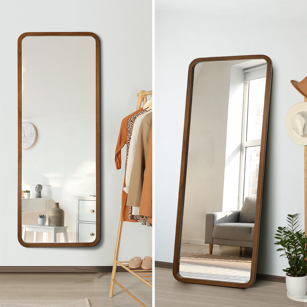 Full Length Mirror Rectangle Dressing Mirror Walnut Wood Frame