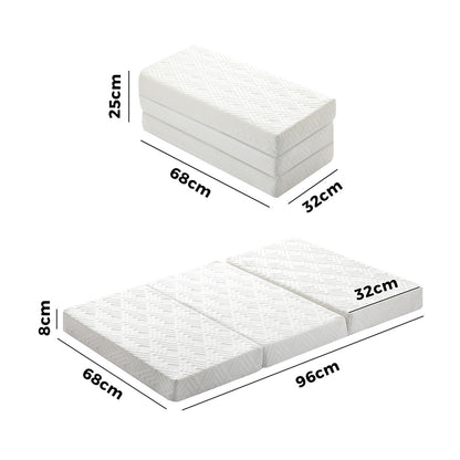 Folding Mattress 3-Fold Foldable Foam White