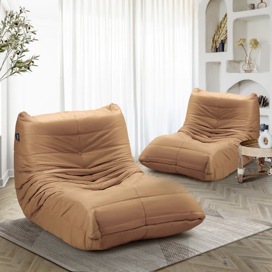 2X Floor Sofa Lounge Caterpillar Lazy Couch Single Chair Pouffe Green