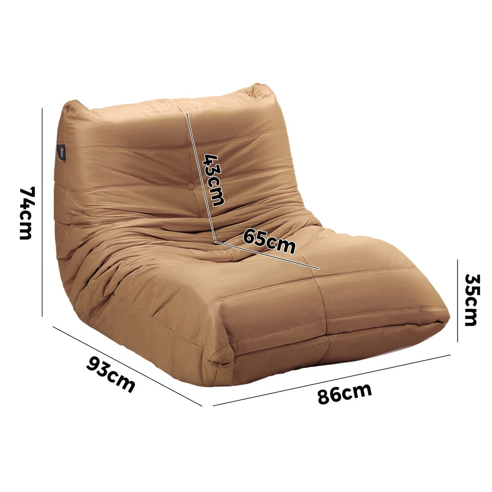 2X Floor Sofa Lounge Caterpillar Couch Single Pouffe Brown