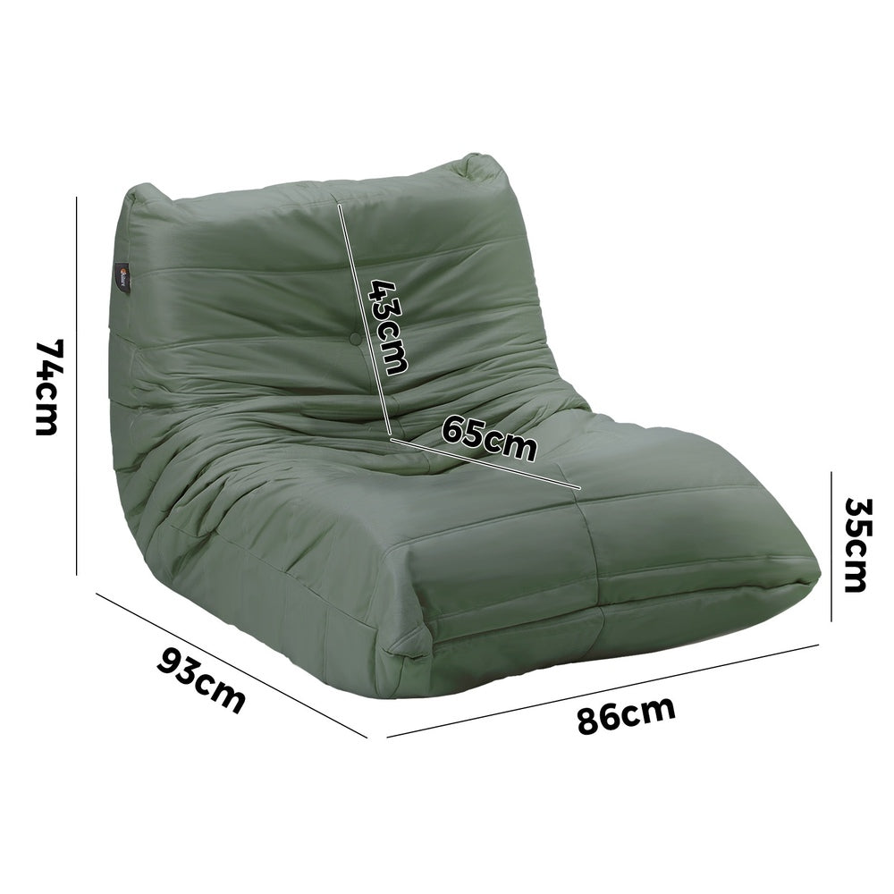 2X Floor Sofa Lounge Caterpillar Couch Single Pouffe Brown