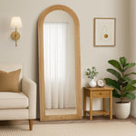 Full Length Arch Mirror 165x60cm Wood Wall Mounted White/Natural/Brown