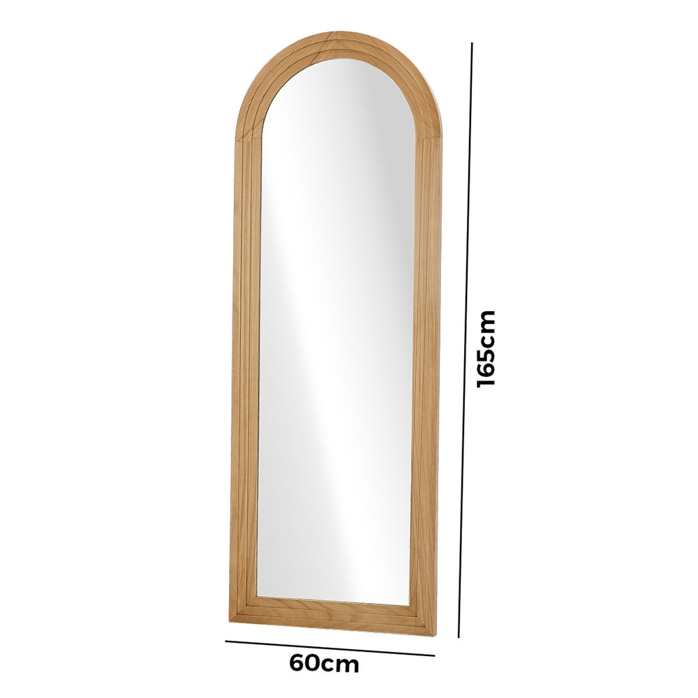 Full Length Arch Mirror 165x60cm Wood Wall Mounted White/Natural/Brown