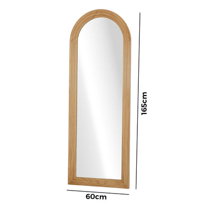 Full Length Arch Mirror 165x60cm Wood Wall Mounted White/Natural/Brown
