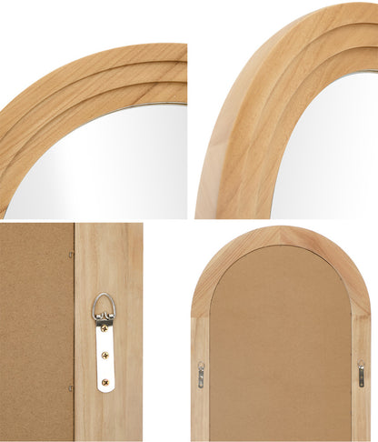 Full Length Arch Mirror 165x60cm Wood Wall Mounted White/Natural/Brown