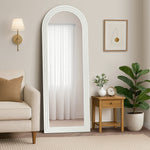 Full Length Arch Mirror 165x60cm Wood Wall Mounted White/Natural/Brown