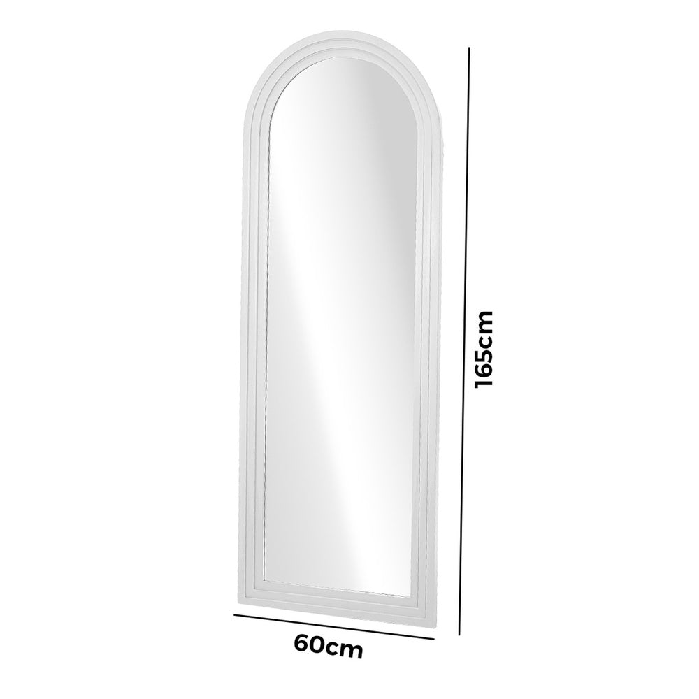 Full Length Arch Mirror 165x60cm Wood Wall Mounted White/Natural/Brown