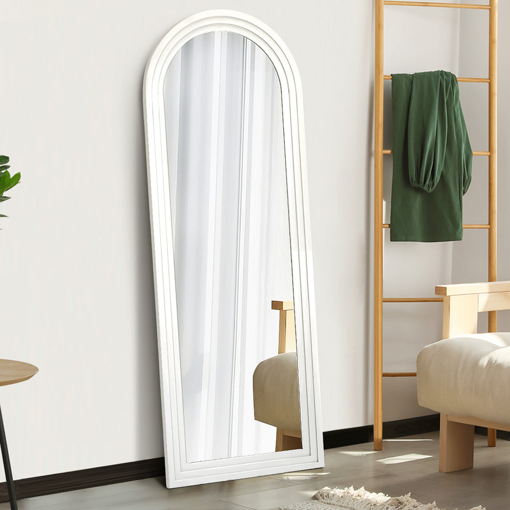 Full Length Arch Mirror 165x60cm Wood Wall Mounted White/Natural/Brown