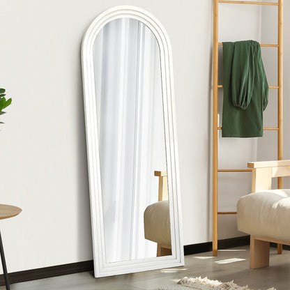Full Length Arch Mirror 165x60cm Wood Wall Mounted White/Natural/Brown