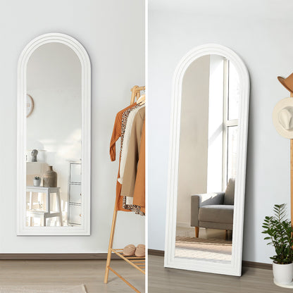 Full Length Arch Mirror 165x60cm Wood Wall Mounted White/Natural/Brown