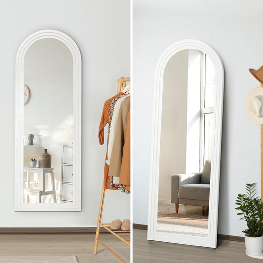 Full Length Arch Mirror 165x60cm Wood Wall Mounted White/Natural/Brown