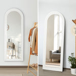Full Length Arch Mirror 165x60cm Wood Wall Mounted White/Natural/Brown