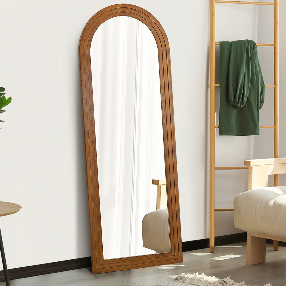 Full Length Arch Mirror 165x60cm Wood Wall Mounted White/Natural/Brown