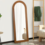 Full Length Arch Mirror 165x60cm Wood Wall Mounted White/Natural/Brown
