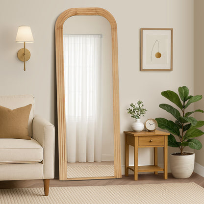 Full Length Arch Mirror 165x60cm Top Round Corner Natural/White/Brown