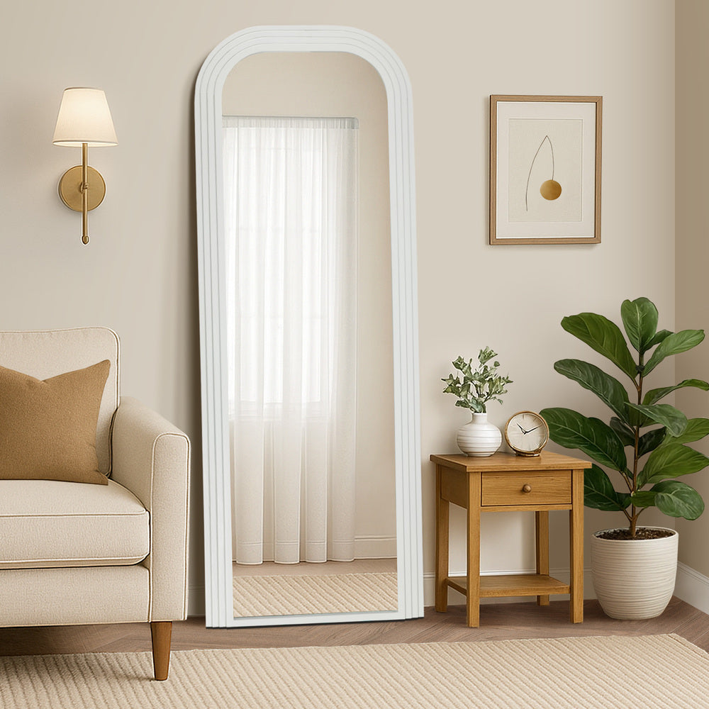 Full Length Arch Mirror 165x60cm Top Round Corner Natural/White/Brown