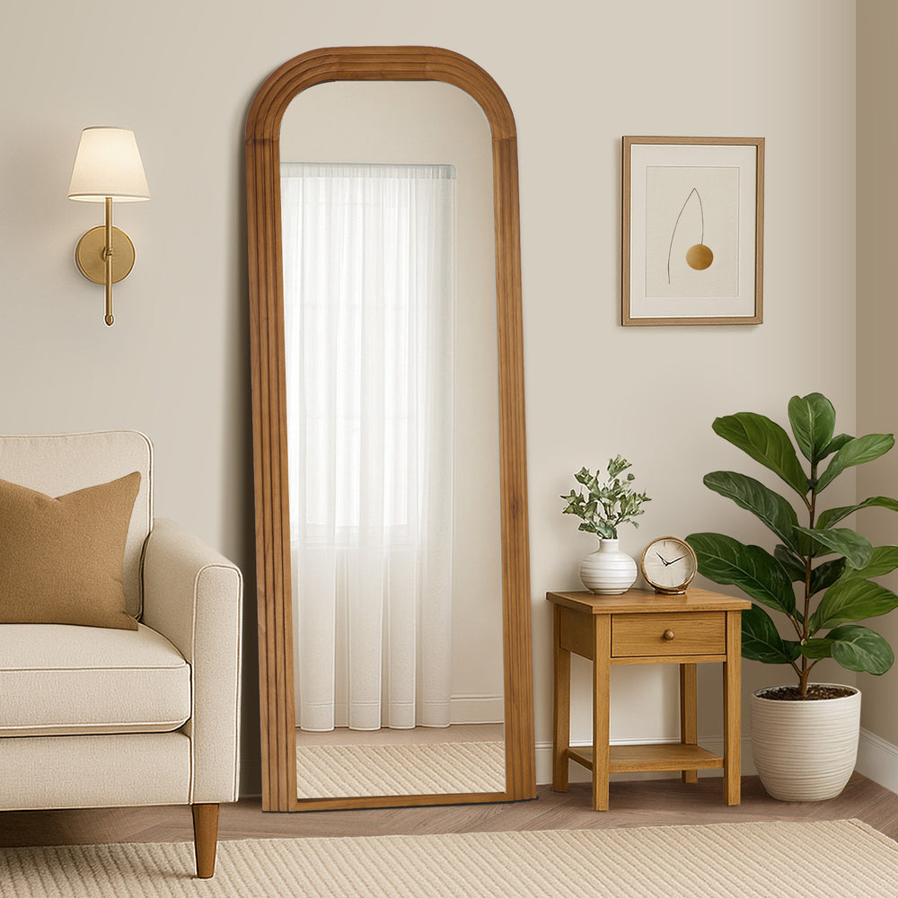 Full Length Arch Mirror 165x60cm Top Round Corner Natural/White/Brown