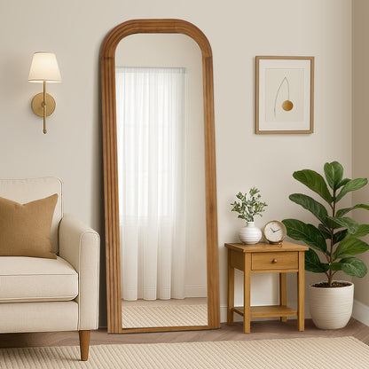 Full Length Arch Mirror 165x60cm Top Round Corner Natural/White/Brown
